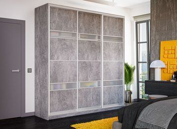 Шафа-купе Міраж-6 (180 &times; 45 &times; 240 см, бетон і сатин) m-shk-mr-6-18-45-st-btn фото