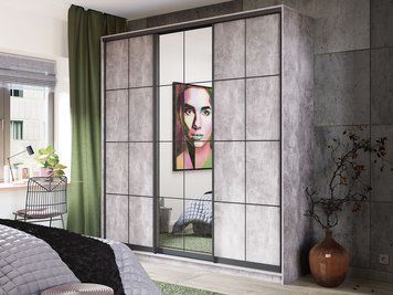 Шафа-купе Нарнія-5 (180 &times; 45 &times; 240 см, з дзеркалом, бетон) m-shk-nrn-5-18-45-bt-dz фото